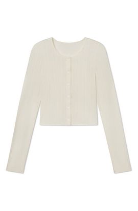 Lunya Lunya Short Sleeve Pointelle Cardigan