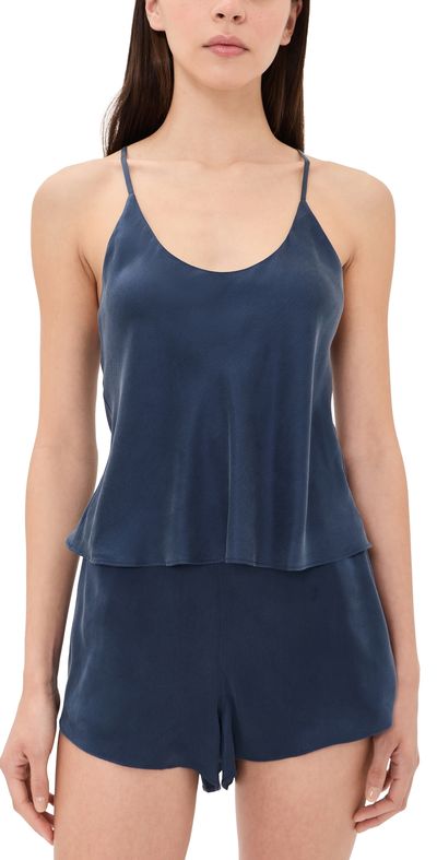 Lunya Lunya Washable Silk Bias Cami Short Set Deep Blue