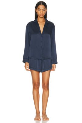 LUNYA LUNYA Washable Silk Button Up Long Sleeve Short Pajama Set