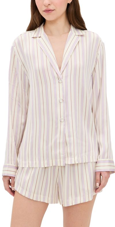 Lunya Lunya Washable Silk Button Up Short Set Wisteria Stripe