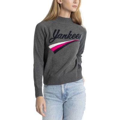 LUSSO Women's Lusso Gray New York Yankees Serena Raglan Pullover Sweater 