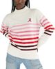 LUSSO Women's Lusso White Alabama Crimson Tide Simone Striple Mock Neck Oversized Pullover Sweater  - 1