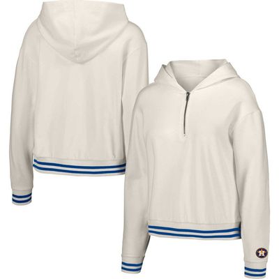 LUSSO Women's Lusso White Houston Astros Magnolia Tri-Blend Quarter-Zip Hoodie 