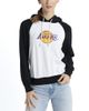 LUSSO Women's Lusso White Los Angeles Lakers Marlowe Tri-Blend Raglan Pullover Hoodie  - 1