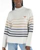 LUSSO Women's Lusso White Texas Longhorns Simone Striple Mock Neck Oversized Pullover Sweater  - 1
