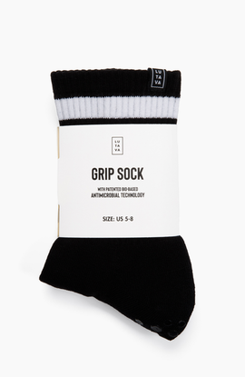 Lutava Lutava Antimicrobial Grip Sock- Black Crew with Black Grip 