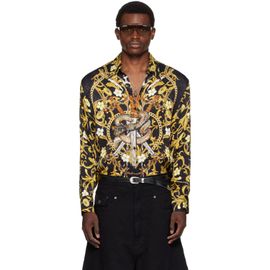 LU'U DAN LU'U DAN Black & Gold Slim Fit Shirt