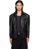 LU'U DAN LU'U DAN Black Cinched Leather Blazer - 1
