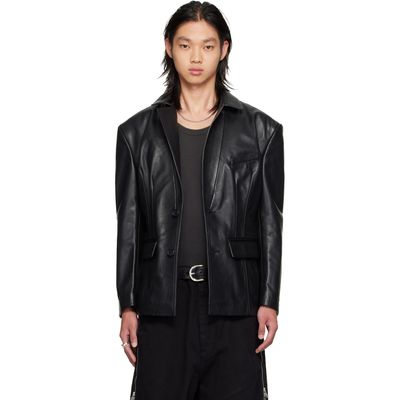 LU'U DAN LU'U DAN Black Cinched Leather Blazer