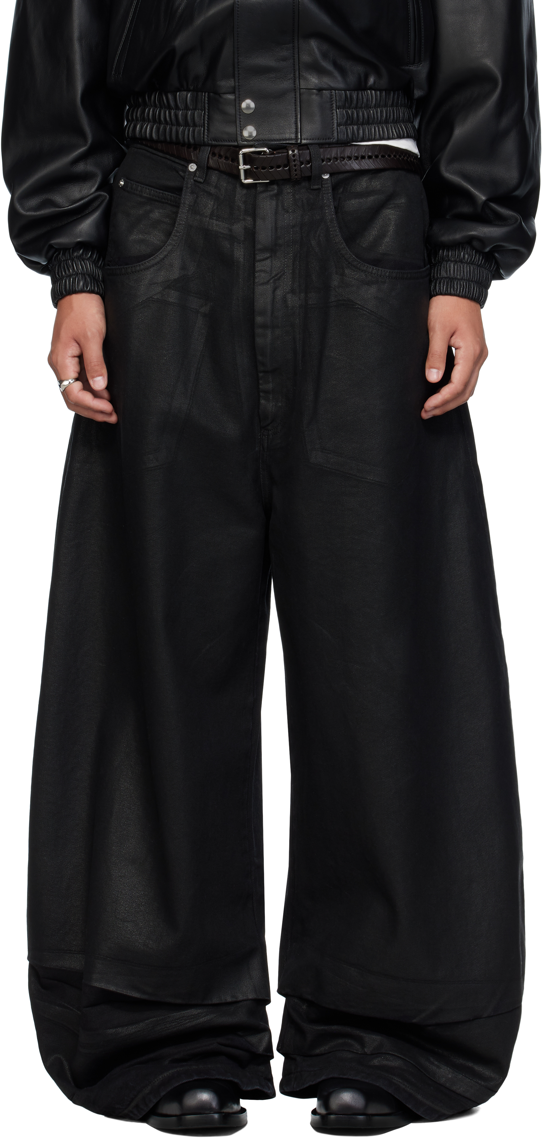 LU'U DAN - Black Coated Double XL Jeans