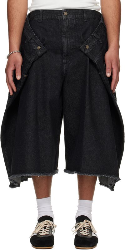 LU'U DAN LU'U DAN Black Denim Maxi Shorts