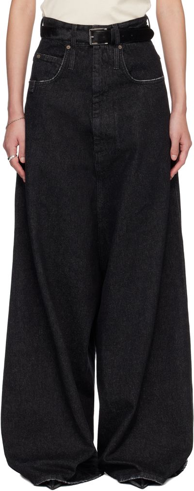 LU'U DAN LU'U DAN Black Drop Crotch Denim Jeans