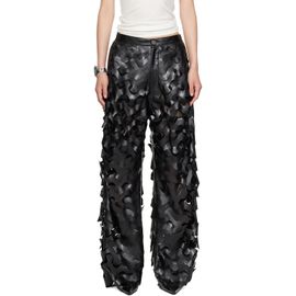 LU'U DAN LU'U DAN Black Laser Cut Faux-Leather Trousers