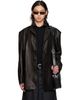 LU'U DAN LU'U DAN Black Oversized Tailored Leather Suit Jacket - 1