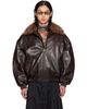 LU'U DAN LU'U DAN Brown Faux-Leather Cargo Flight Jacket - 1