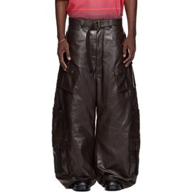 LU'U DAN LU'U DAN Brown Loaded Faux-Leather Cargo Pants