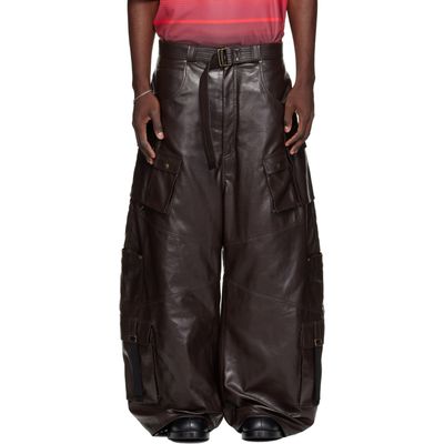 LU'U DAN LU'U DAN Brown Loaded Faux-Leather Cargo Pants