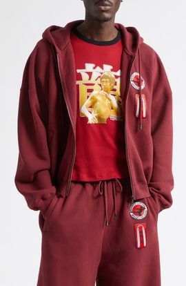 LU'U DAN LU'U DAN Bruce Lee Cotton Fleece Zip-Up Hoodie