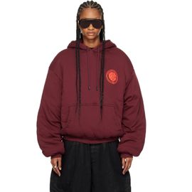 LU'U DAN LU'U DAN Burgundy Wadded Slouch Hoodie