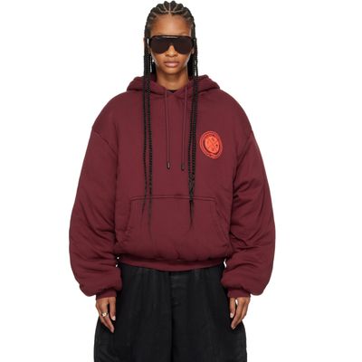 LU'U DAN LU'U DAN Burgundy Wadded Slouch Hoodie
