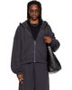 LU'U DAN LU'U DAN Gray Washed Zip Hoodie - 1