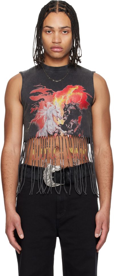 LU'U DAN LU'U DAN Gray 'Year of the Horse' Bronco T-shirt