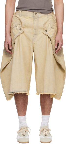 LU'U DAN LU'U DAN Off-White Maxi Denim Shorts