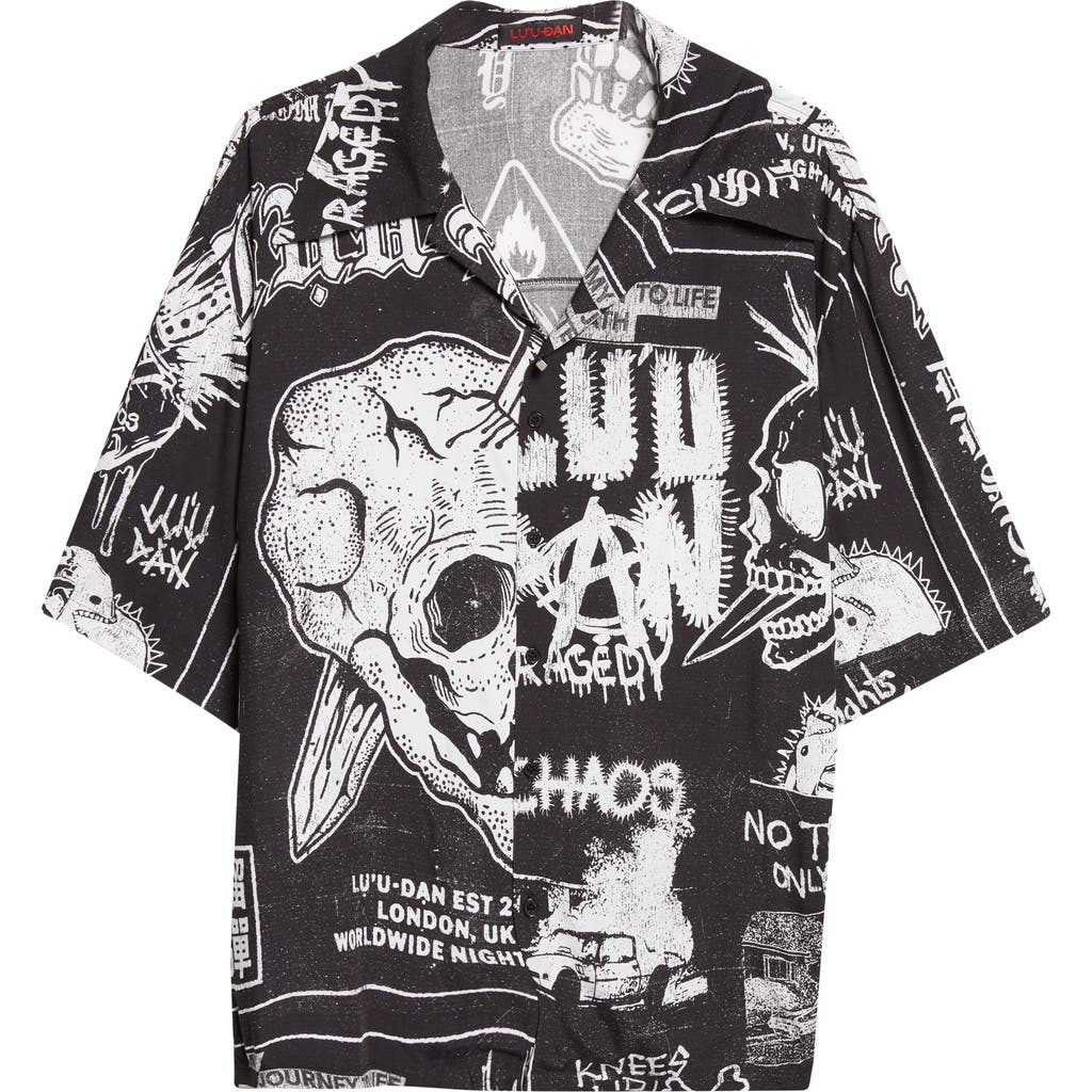 LU'U DAN LU'U DAN Punk Flyer Print Camp Shirt 
