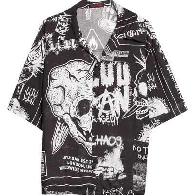 LU'U DAN LU'U DAN Punk Flyer Print Camp Shirt 