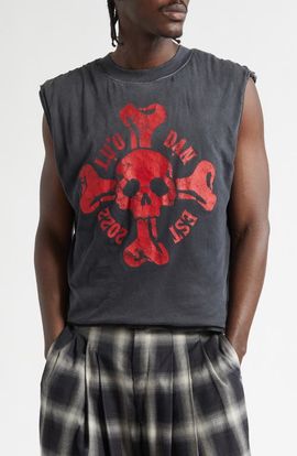 LU'U DAN LU'U DAN Wadded Cotton Graphic Muscle Tee