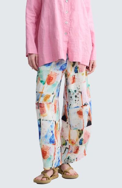 LUUKAA LUUKAA Ivara Painterly Print Linen Pants