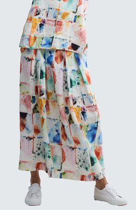 LUUKAA LUUKAA Merina Painterly Print Linen Maxi Skirt
