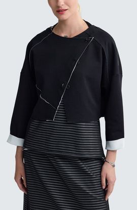LUUKAA LUUKAA Mirelle Contrast-Stitch Cropped Jacket