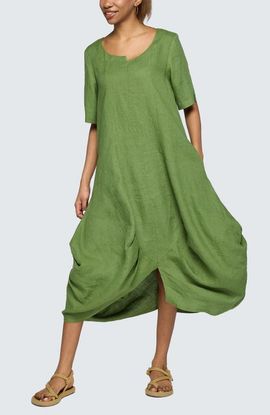 LUUKAA LUUKAA Yalina Solid Linen Balloon Dress