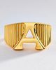 Luv Aj Initial Ridged Signet Ring - 3