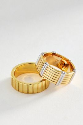 Luv Aj Luna Bezel Rings, Set of 2