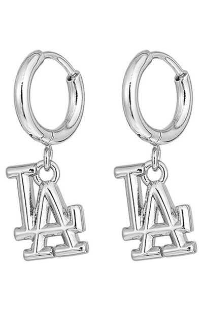 Luv AJ Luv AJ MLB Los Angeles Dodgers Logo Charm Huggie Hoop Earrings