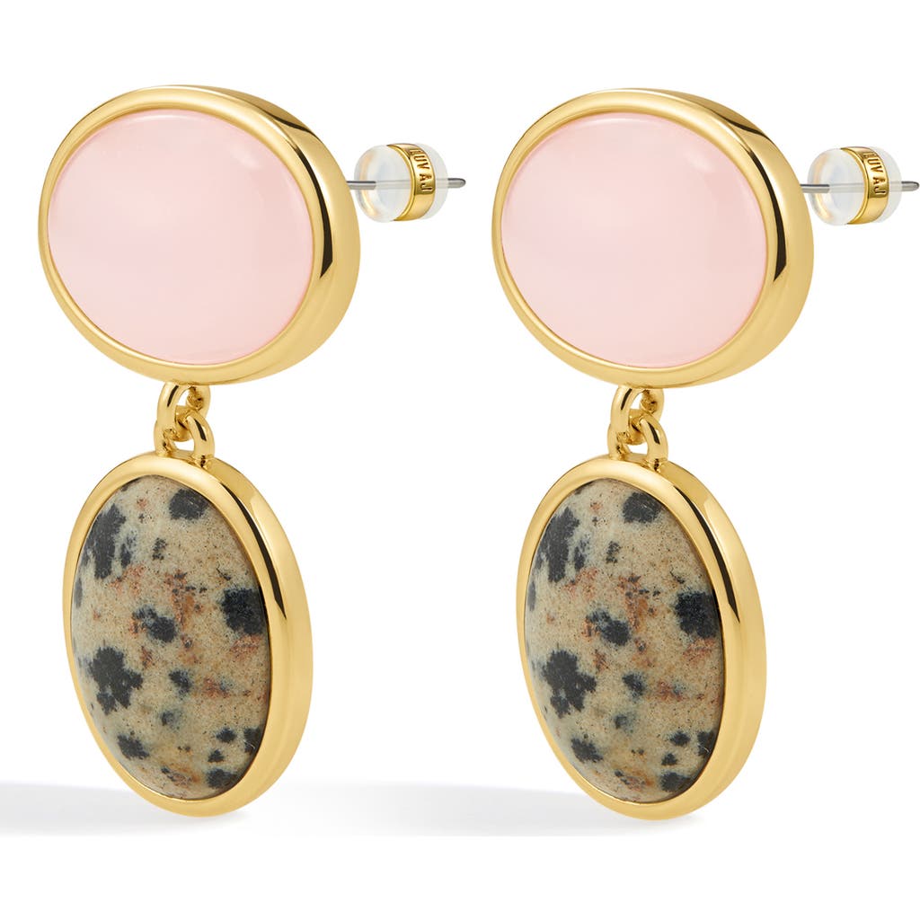 Luv AJ Luv AJ Rose Quartz & Dalmatian Jasper Drop Earrings