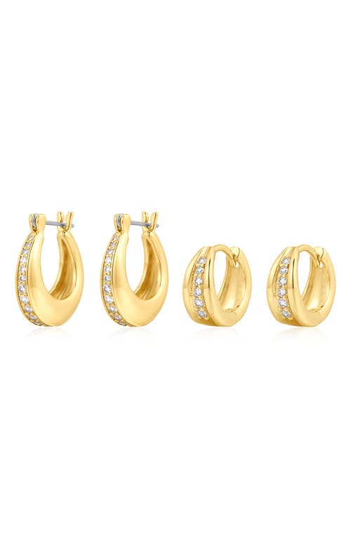 Luv AJ Luv AJ Set of 2 Pavé Cubic Zirconia Wave Huggie Hoop Earrings