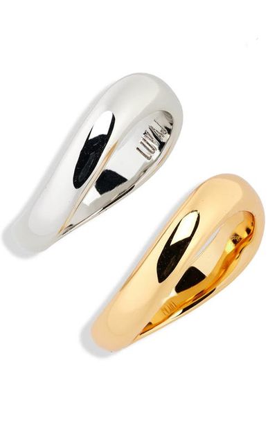 Luv AJ Luv AJ Set of Two Wave Stackable Rings