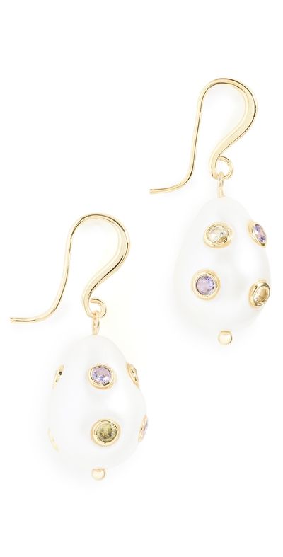 Luv Aj Luv Aj The Dotted Theodora Pearl Hook Earrings Gold One