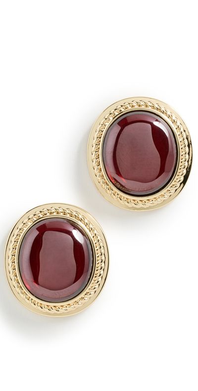 Luv Aj Luv Aj The Elizabeth Garnet Studs Gold One
