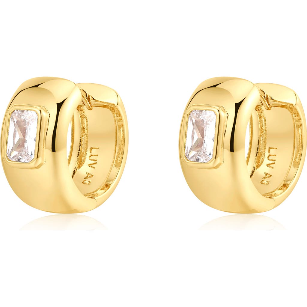 Luv AJ Luv AJ The Emerald Cut Cubic Zirconia Huggie Earrings