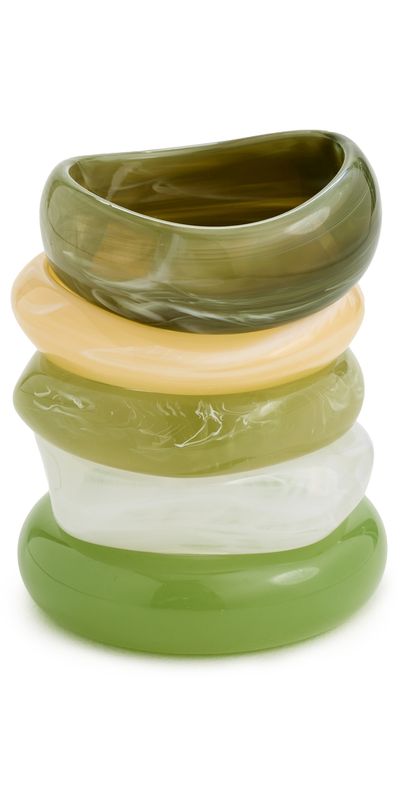 Luv Aj Luv Aj The Formentera Bangle Set Green One