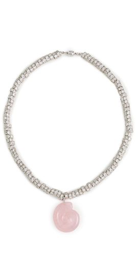Luv Aj Luv Aj The Rose Quartz Rio Rhinestone Necklace Silver One