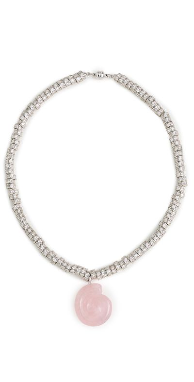 Luv Aj Luv Aj The Rose Quartz Rio Rhinestone Necklace Silver One