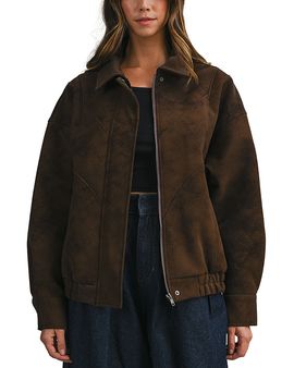 Luvee Luvee Oversized Faux Suede Bomber Jacket