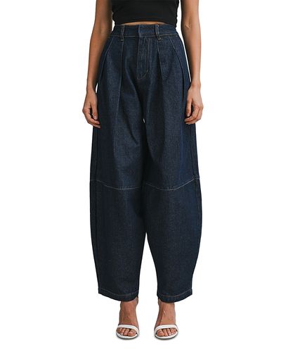 Luvee Luvee Pleated Denim Barrel Leg Pants