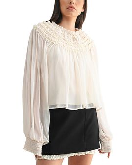Luvee Luvee Smocked Sheer Blouse