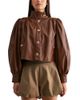 Luvee Mable Faux Leather Puff Sleeve Jacket - 1